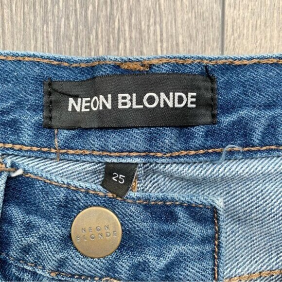 Neon Blonde Siren Mom Fit Jeans High Rise Waist Tapered Straight Leg Size 25 - Picture 8 of 13
